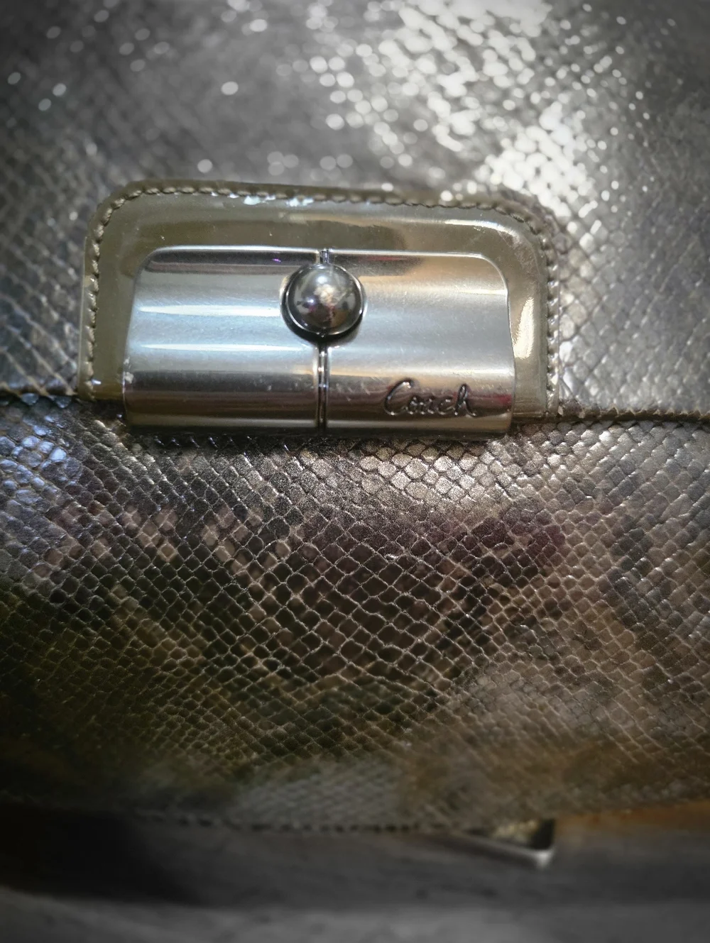 Coach Kristin ,black Python With Gunmetsl Hardware - Picture 7 of 16